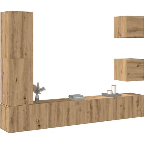 Vidaxl – Meuble TV mural 5 pièces en bois d'ingénierie chêne artisan – Grand espace de rangement – Résistant à l'humidité – Design moderne (1/5)