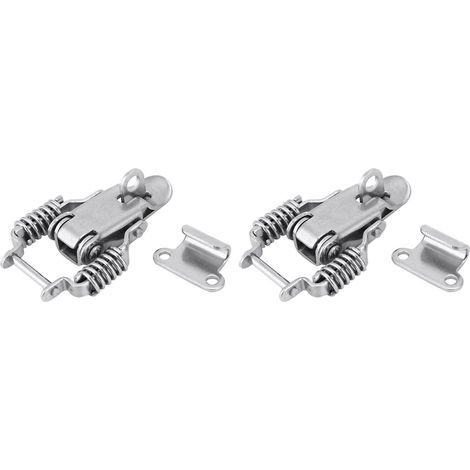 Fermoir À Ressort Double En Fer - Verrouillage Robuste Pour Boîte À Outils Et Machinery - Plaqué Nickel - Lot De 2 (1/5)