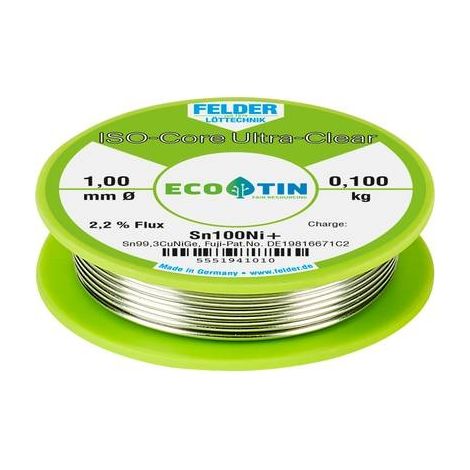 Alambre  de soldadura  ISO-Core®  UltraClear  1mm  100g  Sn100Ni+  FELDER