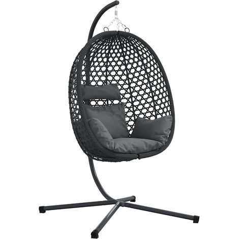 Maison Exclusive - Sedia uovo sospesa Antracite e nero 104 x 100 x 191 cm