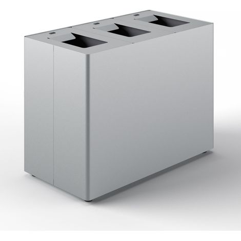 Pattumiera a 3 Scomparti Totale 135 L 84x44x63 cm con Contenitori Interni in Acciaio Verniciato Grigio
