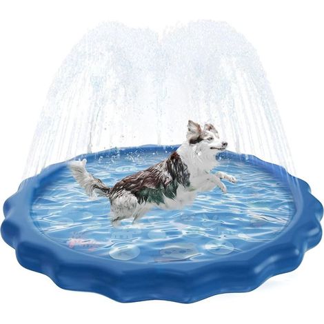 (Lettre100cm) Tapis Jet d'eau Chien, Splash Play Mat pour Chiens, Sprinkler Splash Pad, Tapis de Jet d'eau pour Enfants, Jeux d'eau d'Exterieur, Tapis de Pulvérisation d'Éclaboussure d'eau
