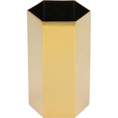 Hexagonal Stainless Steel Pen Holder, Shiny Gold Plated Finish for Office Storage (1/5)