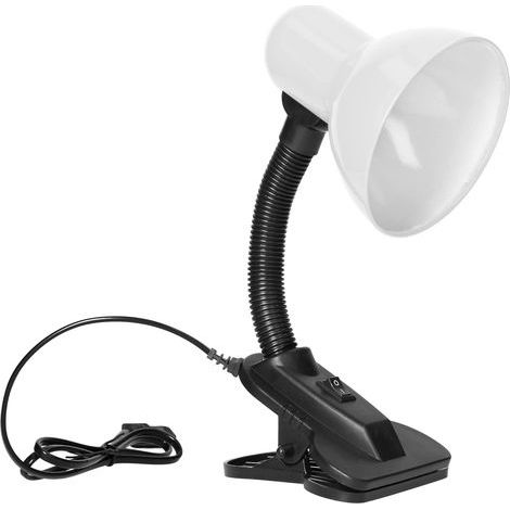 Virone LATSA 10W Reading Lamp for Bed E27 with Clip and Switch, Steel + Flexible Plastic, 90cm Cable Length (White) (1/5)
