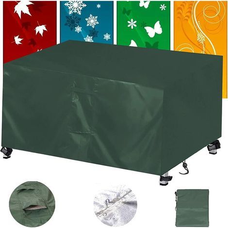 GENERIC-Housse Salon Jardin,420D Bâche Salon de Jardin Protection Mobilier,Imperméable Résistance au Vent,Respirante,Antipoussière et Résistante aux UV -Vert:200x200x85cm (1/5)