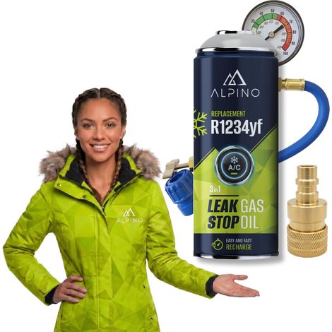 ALPINO R1234yf Klimaanlagen-Nachfüllset, 3-in-1-Kältemittel, R1234yf-Adapter (1/5)