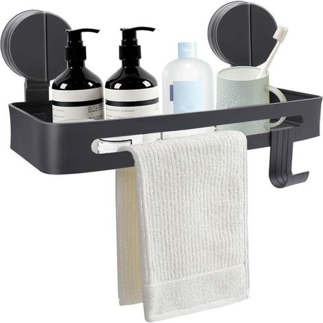 Étagère de douche sans perçage, étagère de salle de bain à ventouses, étagère à ventouses avec quatre crochets, étagère de douche pour salle de bain et cuisine