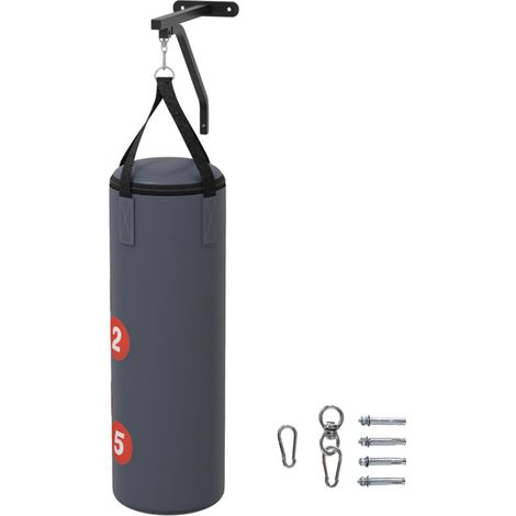Sac de frappe avec support mural pour sac de boxe, sac lourd avec gants, bandes pour les mains crochet pivotant à 360°