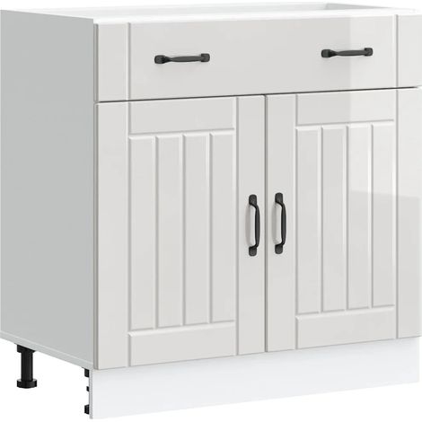Mueble de cocina Lucca blanco brillante 80 x 46 x 81,5 cm amplio espacio de almacenamiento patas ajustables estilo moderno en madera blanca 020050094 (1/5)