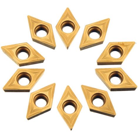 royaluxe-10 Pcs CNC Inserts en Carbure, Forme Losange Plaquettes en Cutter Tour, Lame en Carbure Indexable Pour Tour Outil de Tournage (1/3)