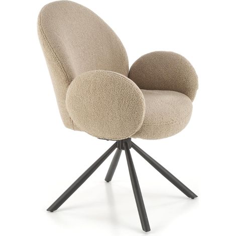 Chaise pivotante design beige avec accoudoirs Stuart (1/5)