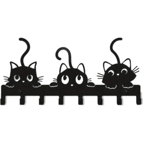Soporte para llaves con forma de gato, adhesivo, no requiere taladrar - Organizador de doble uso para cocina, entrada y pasillo. (1/2)