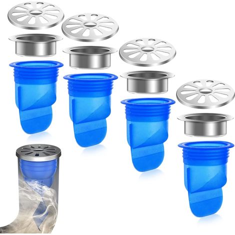 Lot de 4 bouchons anti-odeurs pour tuyaux de 41 à 46 mm Évacuation de fond en silicone, anti-odeurs, résistant aux odeurs, anti-retour d'insectes (1/5)
