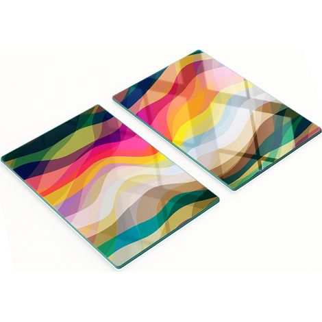 Tablas de cortar decorativas de vidrio templado con diseño de ondas abstractas, 2x40x52 cm. (1/5)