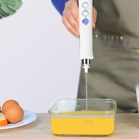 Batteur à œufs électrique portable USB, mousseur à lait, mélangeur à café, ustensiles de cuisine blancs (1/5)