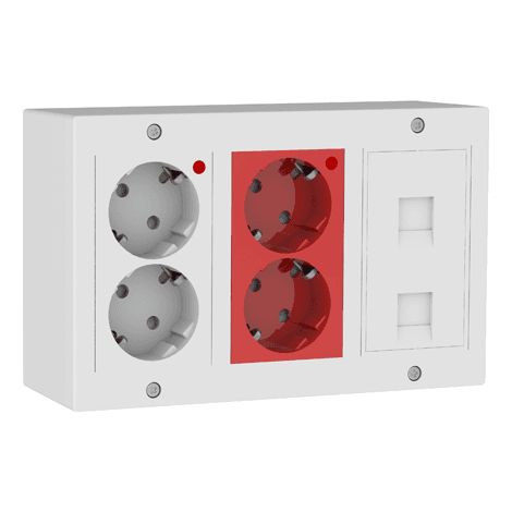 Kit puesto trabajo electrico 4 schukos y 2 RJ45 Blanco