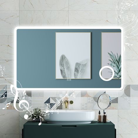 OCEAN Specchio da bagno 60 x 80 cm, dimmerabile, Blue tooth, Funzione Memoria, antiappannamento, 3 colori, Magnificatore (1/5)