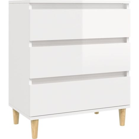 Aparador buffet cómoda mueble mueble de almacenaje organizador cocina salón salón brillante 60 x 35 x 70 cm madera contrachapada blanco 020030660 (1/5)