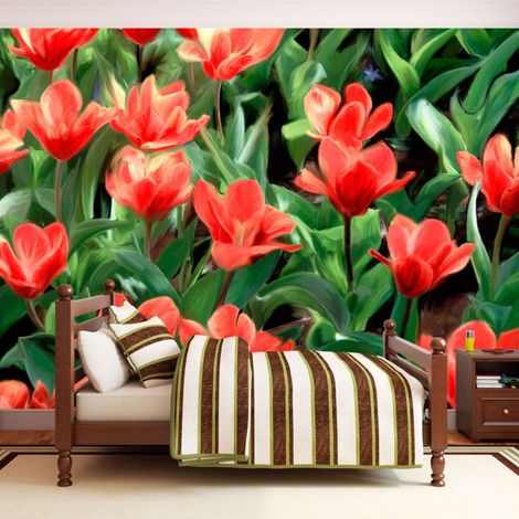Papier Peint "Painted Flowers" 154 x 200 cm (1/2)