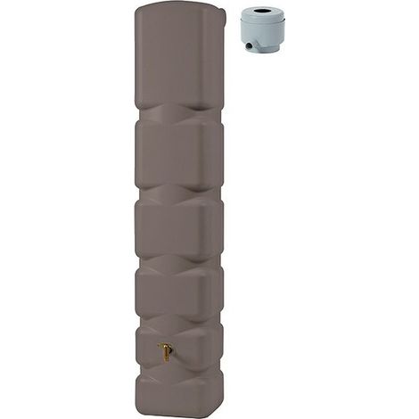 FP – Récupérateur d'eau de pluie 300 L – Cuve murale taupe avec robinet de vidange – Raccord de descente DN 70-100 – Résistant aux intempéries