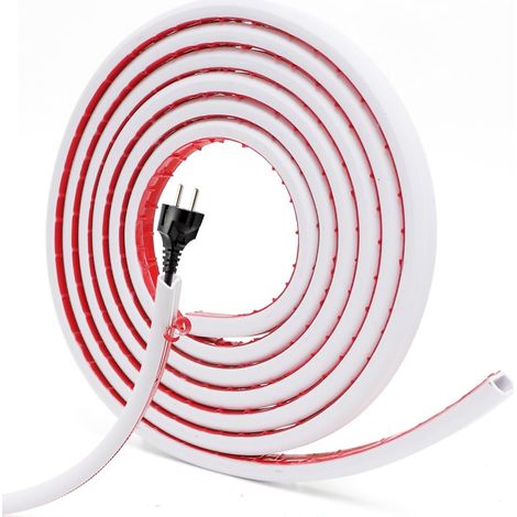 Passe Cable Sol Cache, Fil Électrique Sol Auto-Adhésif Petit Canal de Câble Flexible pour Le Maison, Le Bureau, Le Bureau, Le Concert, etc. Protection des Fil électrique(8 Mètres-Blanc) (1/5)