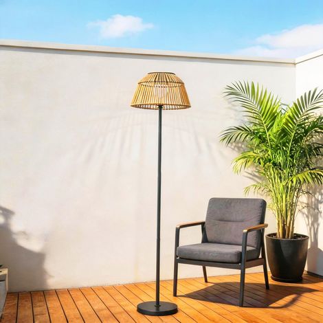 Lampadaire Solaire Extérieur Sans Fil, Boho Rotin Jardin 3 Hauteurs Réglable 55/88/121cm. Ambiance Cocooning (1/5)