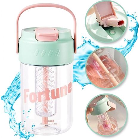 Fortune BD22 600 ml Wasserflasche mit Korb und Strohhalm