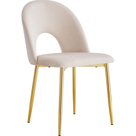 Lot de 4 chaises TEDDY Gold velours - Beige (1/5)