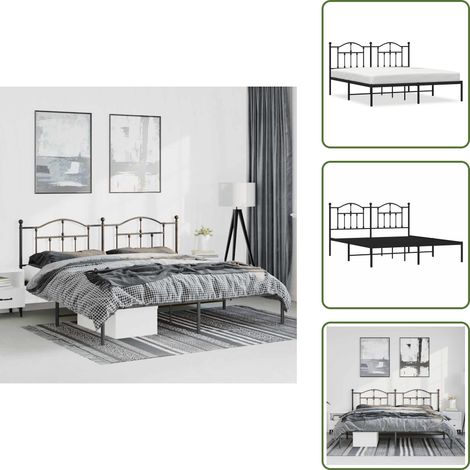 Bettgestell mit Kopfteil Metall Schwarz 183x213 cm - Metallbettfundament - Doppelbett - Boxspringrahmen - Schwarzes Bettgestell - Bettrahmen Schwarz (1/5)