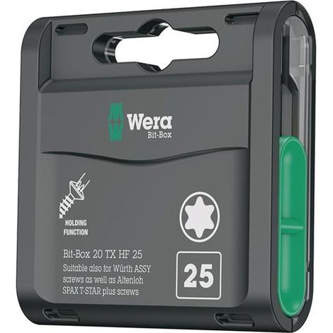 Bitgroßpackung Bit-Box 20 TX HF T 25 L.25mm WERA se traduce como Caja de puntas grandes Caja-Bit 20 TX HF T 25 L.25mm WERA (1/3)