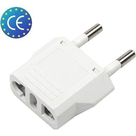 Lot de 2 Adaptateurs de Voyage US USA, AU, UE vers EU Euro Europe (blanc) (1/3)