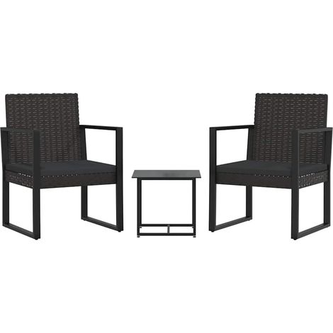 Salon de jardin 3 pcs Contemporain, Ensemble repas de jardin, avec coussins Noir Résine tressée OIB6193E (1/5)
