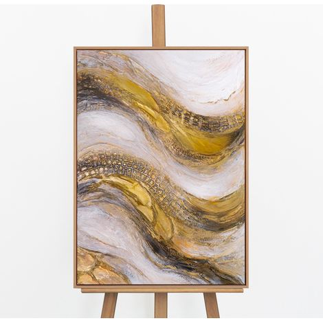 Gemälde Goldene Wellen Rahmen Eichefarben 70x50 cm (1/5)