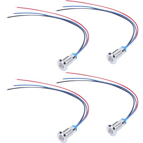 4x Industrielle LED-Anzeigeleuchte, Metall, gemeinsame Kathode, 8 mm, 12–24 V, Rot/Blau (1/5)