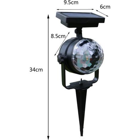 Solaire coloré rotatif lumière d'inondation extérieur jardin éclairage lumière étoile lumière d'inondation boule-1.2V, 0.5W, 34095mm, 1pc (1/4)