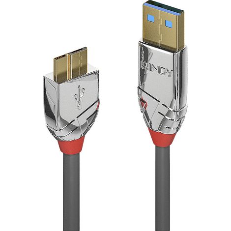 LINDY USB-Kabel USB 3.2 Gen1 USB-A Stecker, USB-Micro-B 3.0 Stecker 1.00 m Grau 36657
