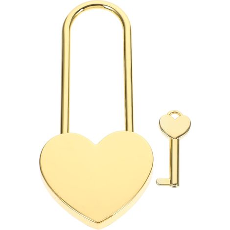Cadenas cœur Healeved petit, compact et facile à ranger, en alliage de zinc avec clé, couleur or, (1/5)