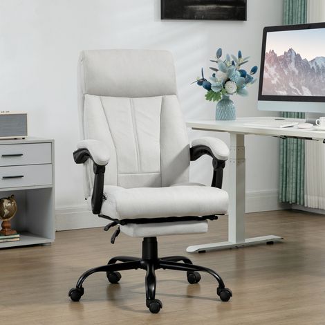 Sedia da ufficio con funzione massaggio, sedia per computer, riscaldamento lombare, funzione di inclinazione, grigio chiaro