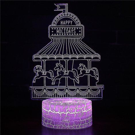 Lampe de chevet LED à illusion d'optique 3D, 7 couleurs, tactile, style Art Déco, pour chambre d'enfant. (1/5)