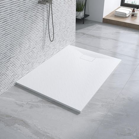 AQUABATOS SMC Duschwannen für badezimmer antirutsch, schieferoptik duschtasse rechteckig, modern-design brausewanne weiße extra-flach 120x90cm (1/5)