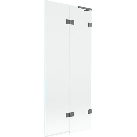 Mexen Lunar L mampara de ba帽era de 2 hojas derecha 80 x 150 cm, transparente, metal gun - 897L-080-100-95-00-P (1/5)