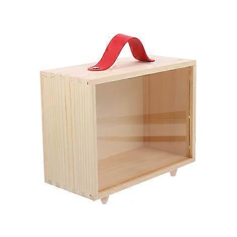 Geschenkbox aus Holz, Aufbewahrungsbox aus Holz mit Tragegriff und Sichtfenster (20,00 x 17,00 x 10,00 cm)