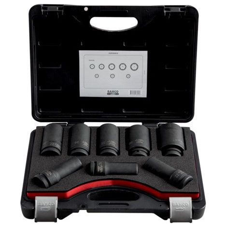 BAHCO - Jeu de douilles à chocs longues 3/4", 6 pans, en pouces, fini phosphaté - 8 pc