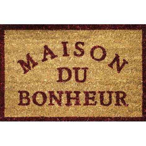 Paillasson en Coco "Maison Bonheur" 40x60cm Naturel (1/2)