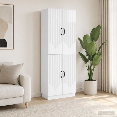 vidaXL Schrankset 2 pcs Hochglanz Weiß Holzwerkstoff (1/5)
