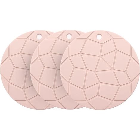 Dessous de plat en silicone pour plats chauds, casseroles et poêles, maniques en silicone pour plan de travail, dessous de plat en silicone pour protéger la table, lot de 3 dessous de plat roses (1/5)