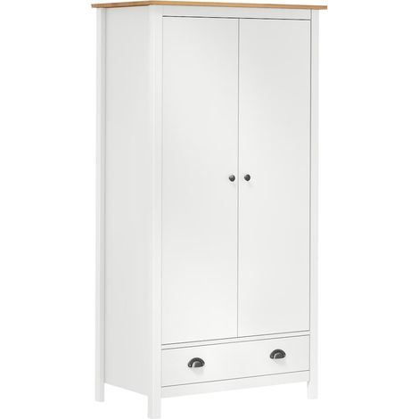 vidaXL Garde-robe à 2 portes Hill Blanc 89x50x170cm Bois de pin solide (1/5)