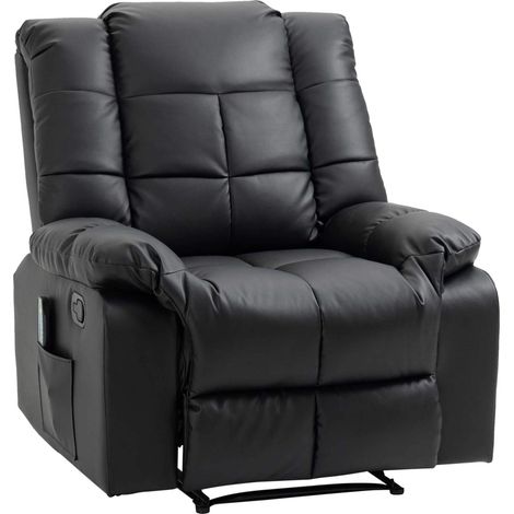 Poltrona massaggiante elettrica reclinabile in similpelle, nera, 94 x 99 x 99 cm (1/5)
