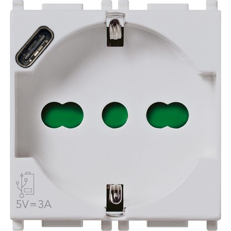 Presa 2P+T 16A Universale + Usb C Silver VIMAR 14210.USB.SL