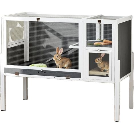 Jaula para mascotas, material de madera, diseño multicámara, bandeja extraíble, fácil montaje, 40" x 18" x 24" (1/5)